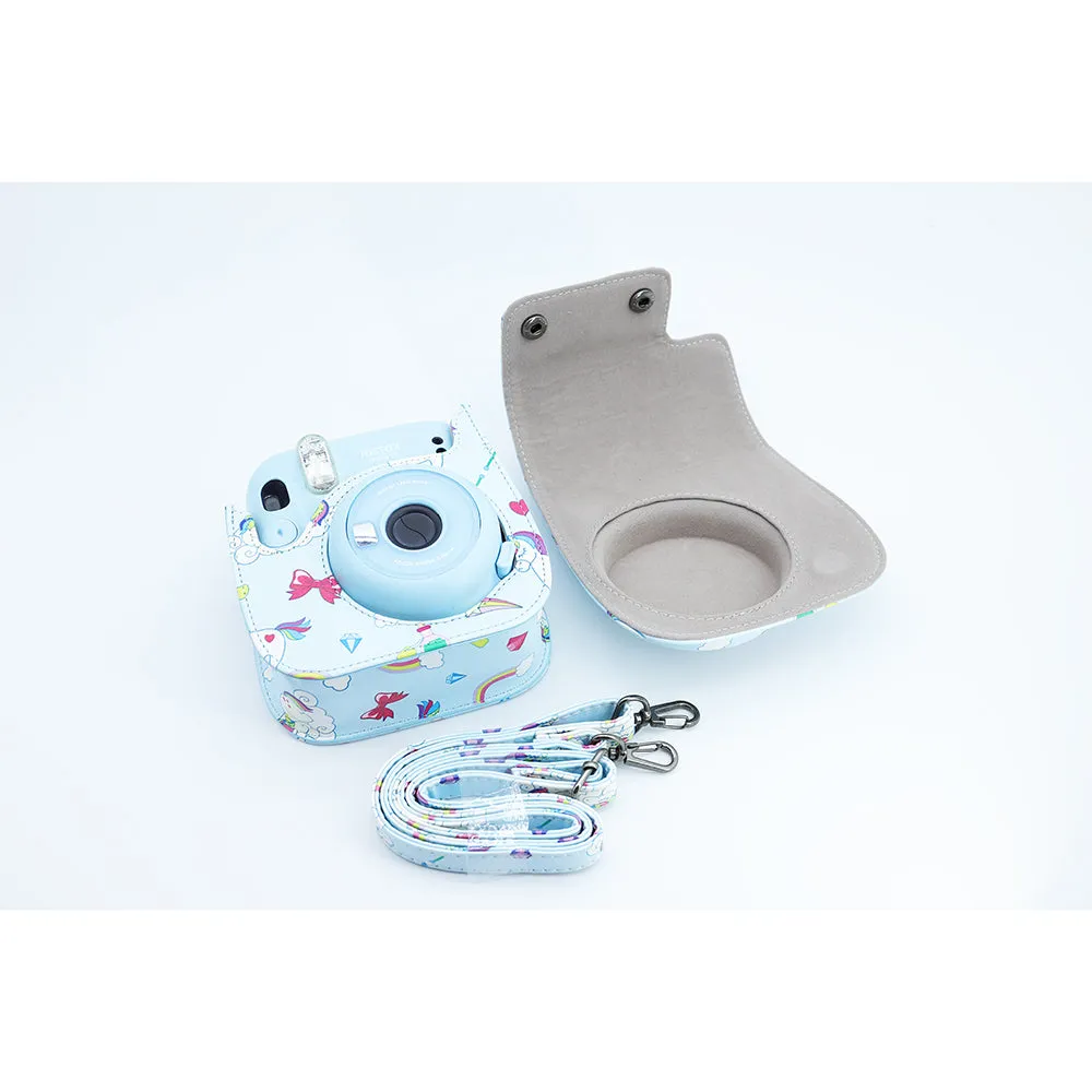 Case for Fujifilm Instax Mini 11 Case PU Leather Instant Camera Cover with Adjustable Strap- Unicorn Design
