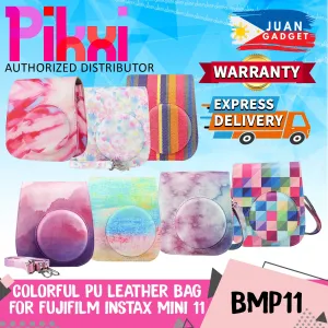 [CLEARANCE] Pikxi BMP11 Fujifilm Instax Mini 11 PU Leather Camera Case Bag with Shoulder Strap (Colorful Pattern Designs)