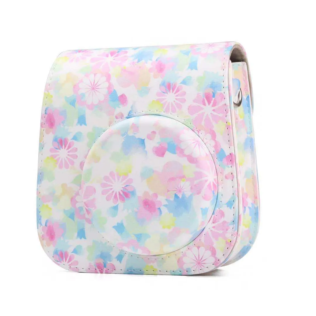 [CLEARANCE] Pikxi BMP11 Fujifilm Instax Mini 11 PU Leather Camera Case Bag with Shoulder Strap (Colorful Pattern Designs)