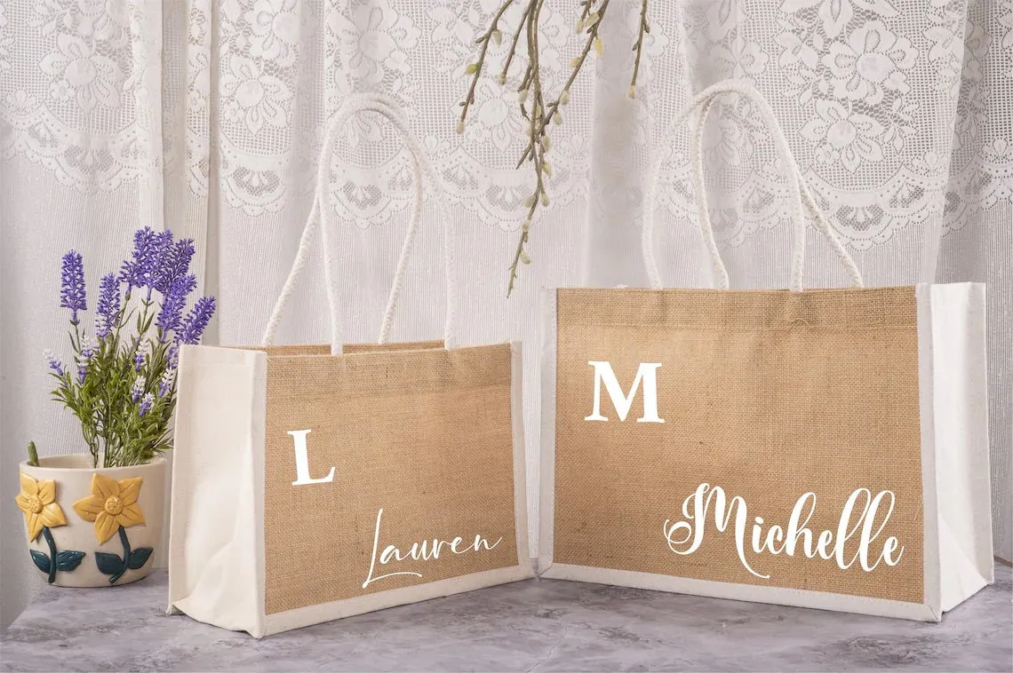 Custom Small Large Jute Bag, Beach Bag, Beach Tote Bags