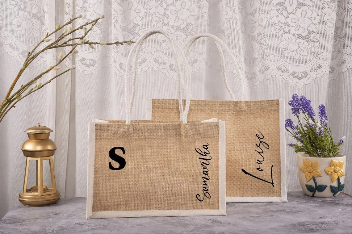 Custom Small Large Jute Bag, Beach Bag, Beach Tote Bags