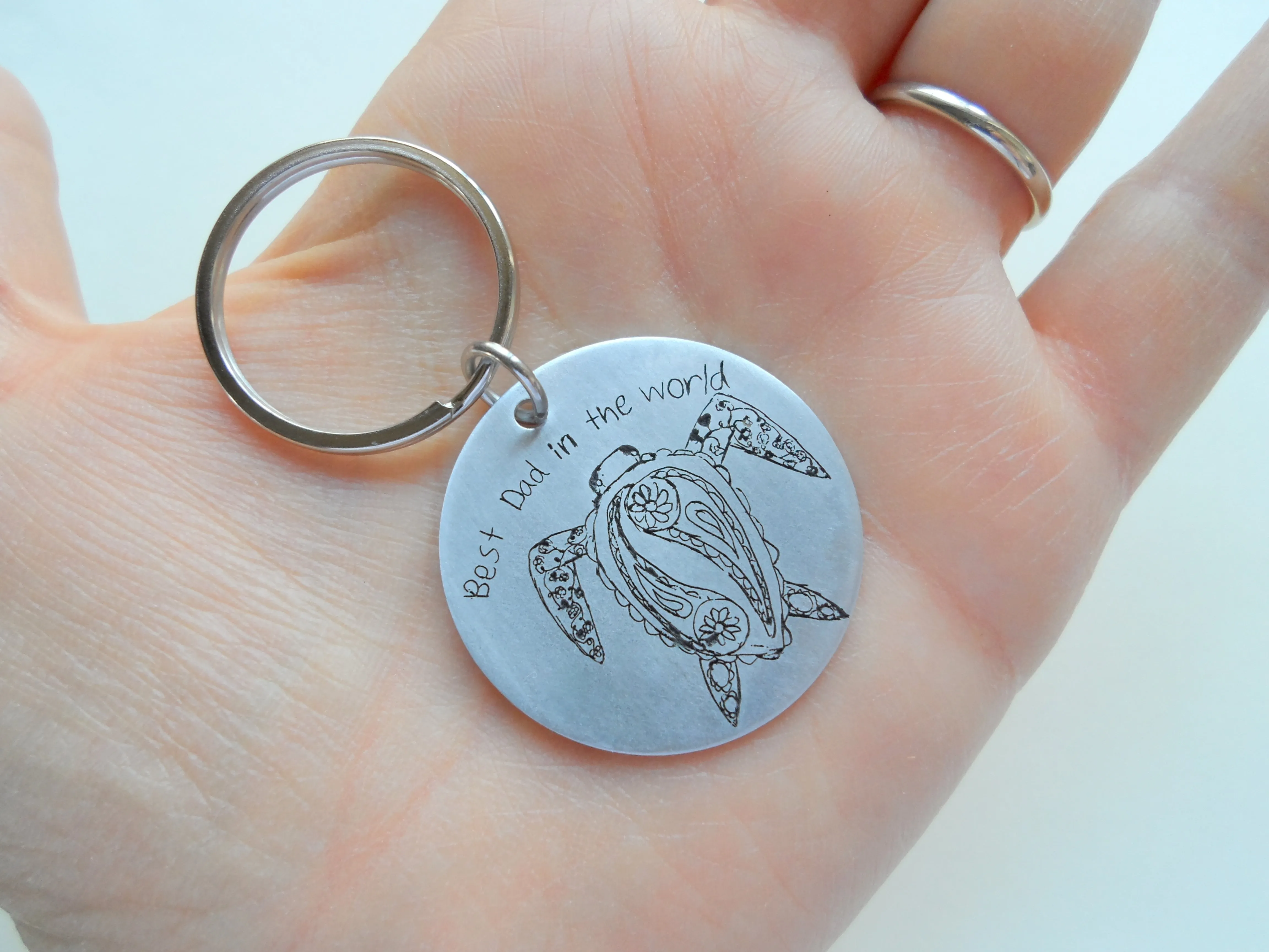 Customized Aluminum Tag Laser Engraved Drawing Keychain, Children's Drawing Keychain For Mother's Day, Father's Day or Birthday