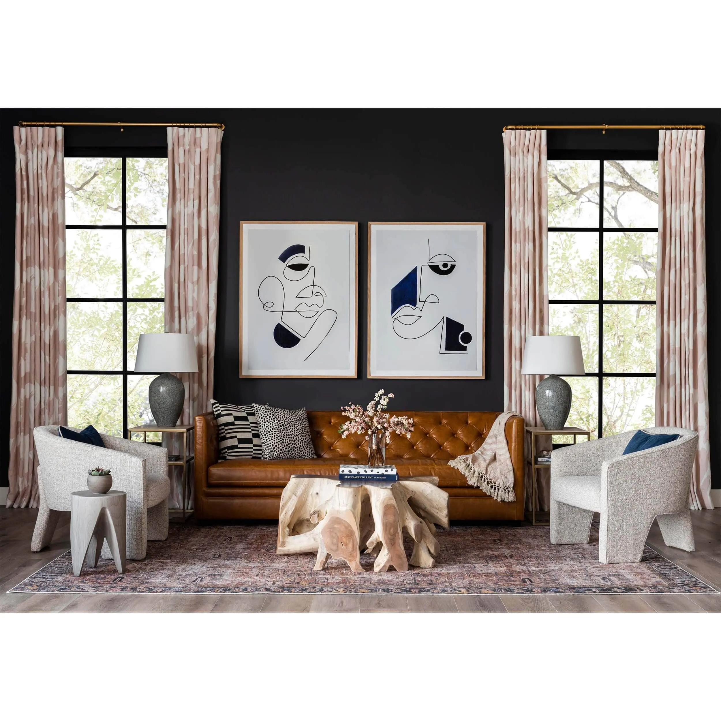 Cypress Root Coffee Table, Natural White Wash