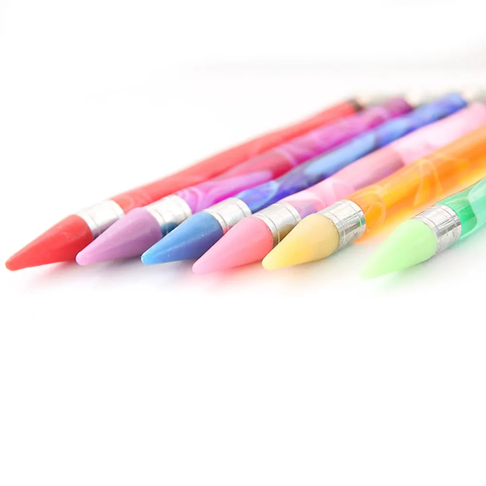 Double-End Manicure Point Drill Pen with Clay Glue Tips Nail Art Tool (Green)