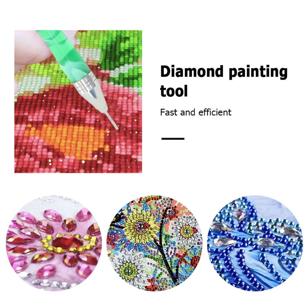 Double-End Manicure Point Drill Pen with Clay Glue Tips Nail Art Tool (Green)