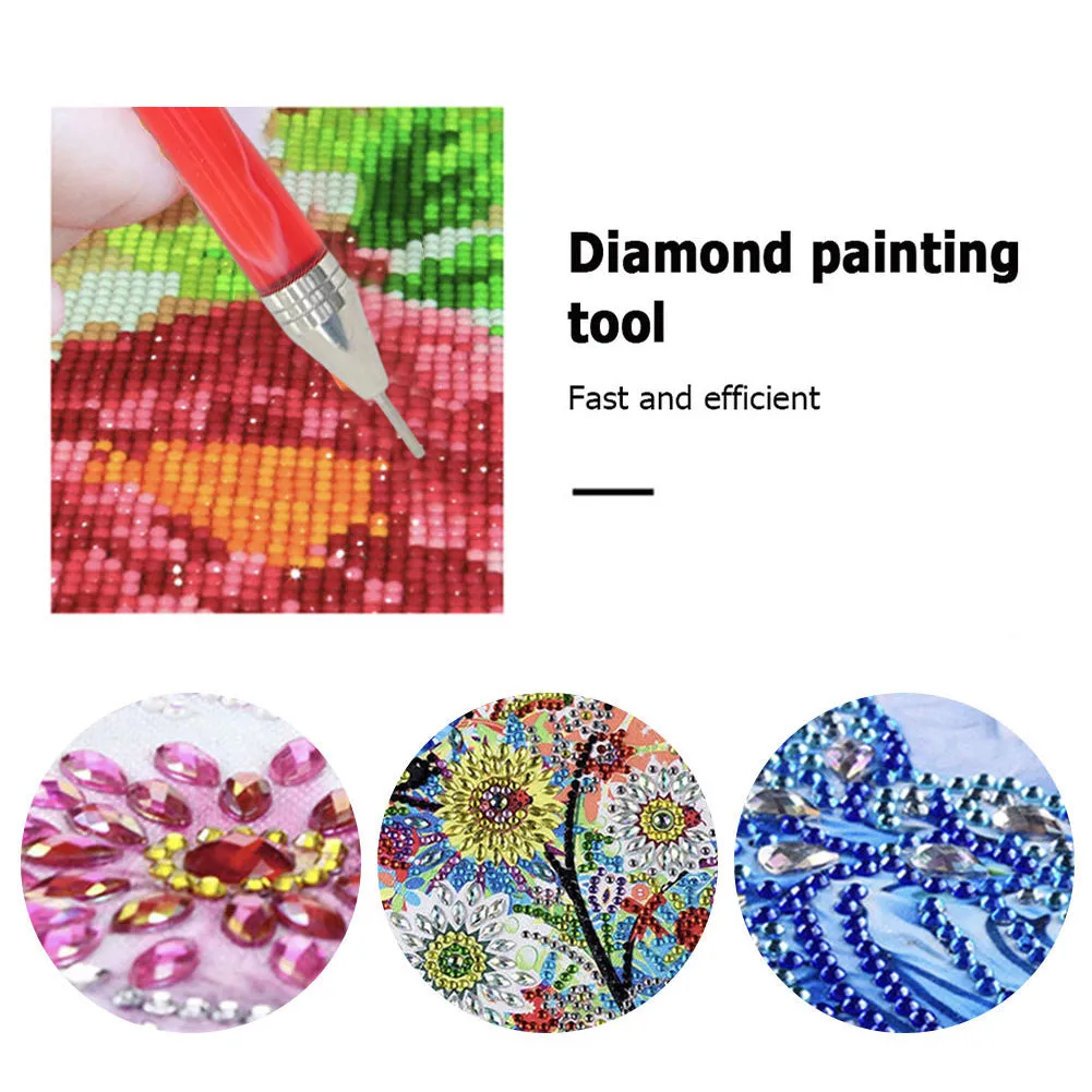 Double-End Manicure Point Drill Pen with Clay Glue Tips Nail Art Tool (Red)