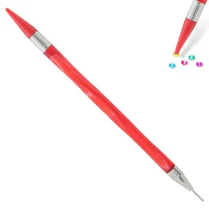 Double-End Manicure Point Drill Pen with Clay Glue Tips Nail Art Tool (Red)