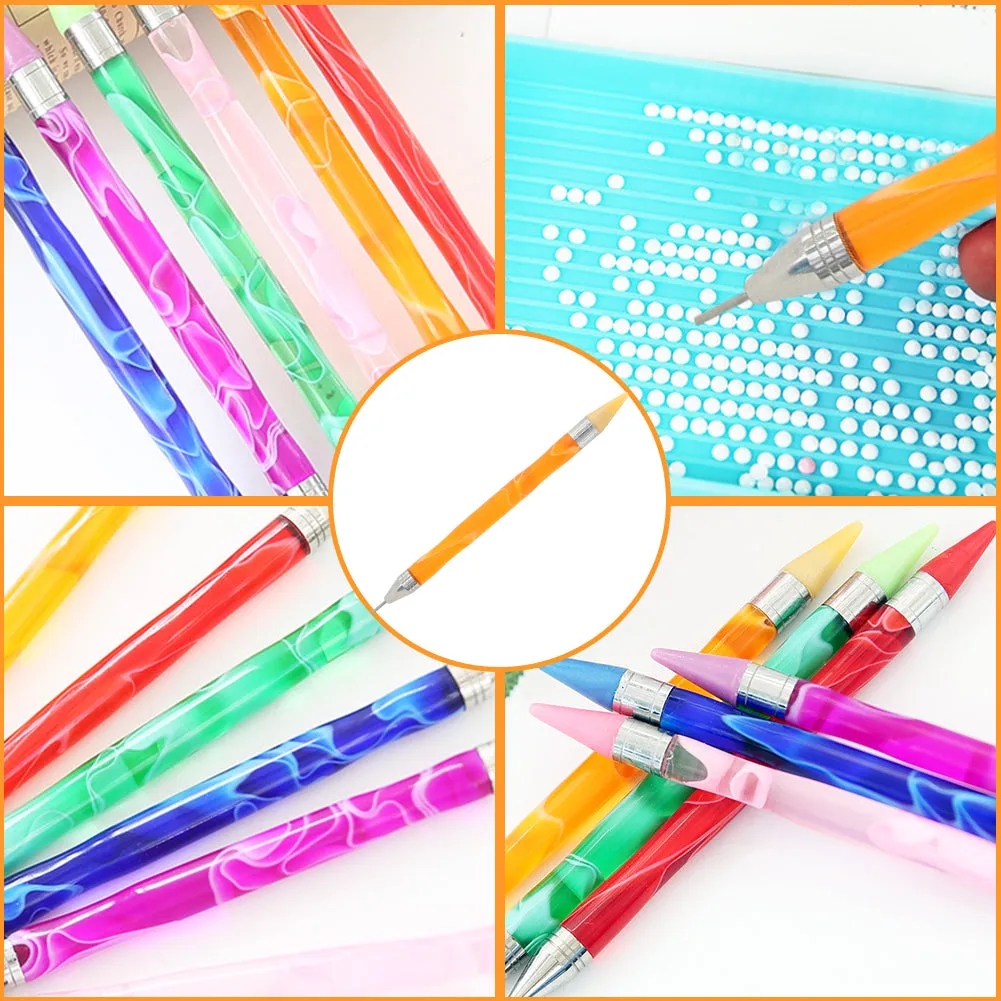 Double-End Manicure Point Drill Pen with Clay Glue Tips Nail Art Tool (Yellow)