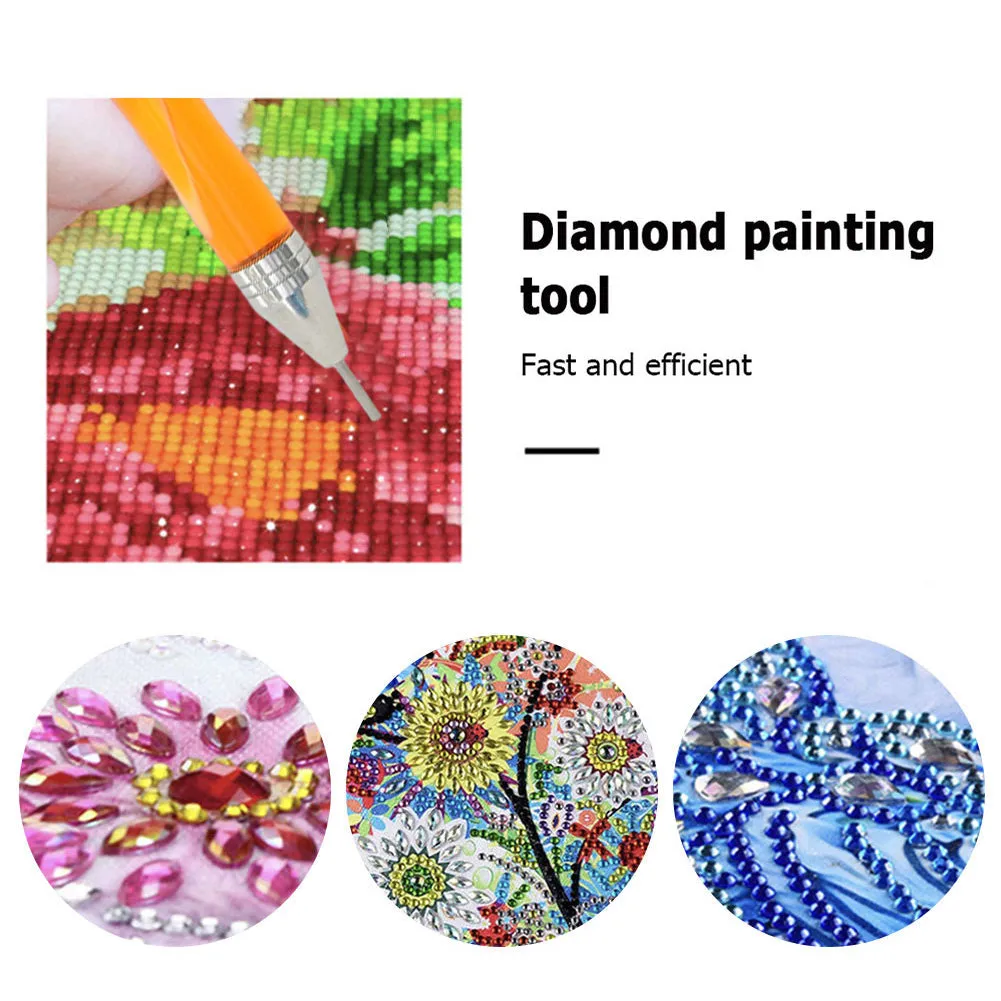 Double-End Manicure Point Drill Pen with Clay Glue Tips Nail Art Tool (Yellow)
