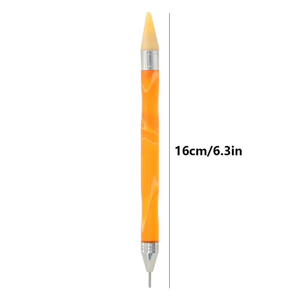 Double-End Manicure Point Drill Pen with Clay Glue Tips Nail Art Tool (Yellow)