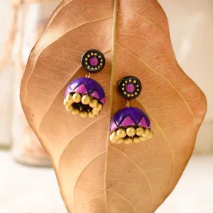 Eco-Friendly Purple Pink Terracotta Jhumka