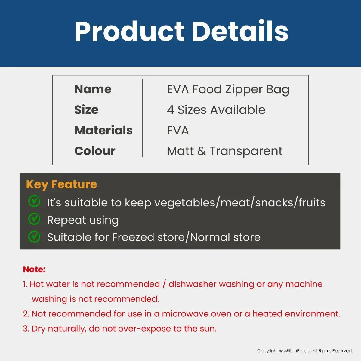 EVA Food Zipper Bag