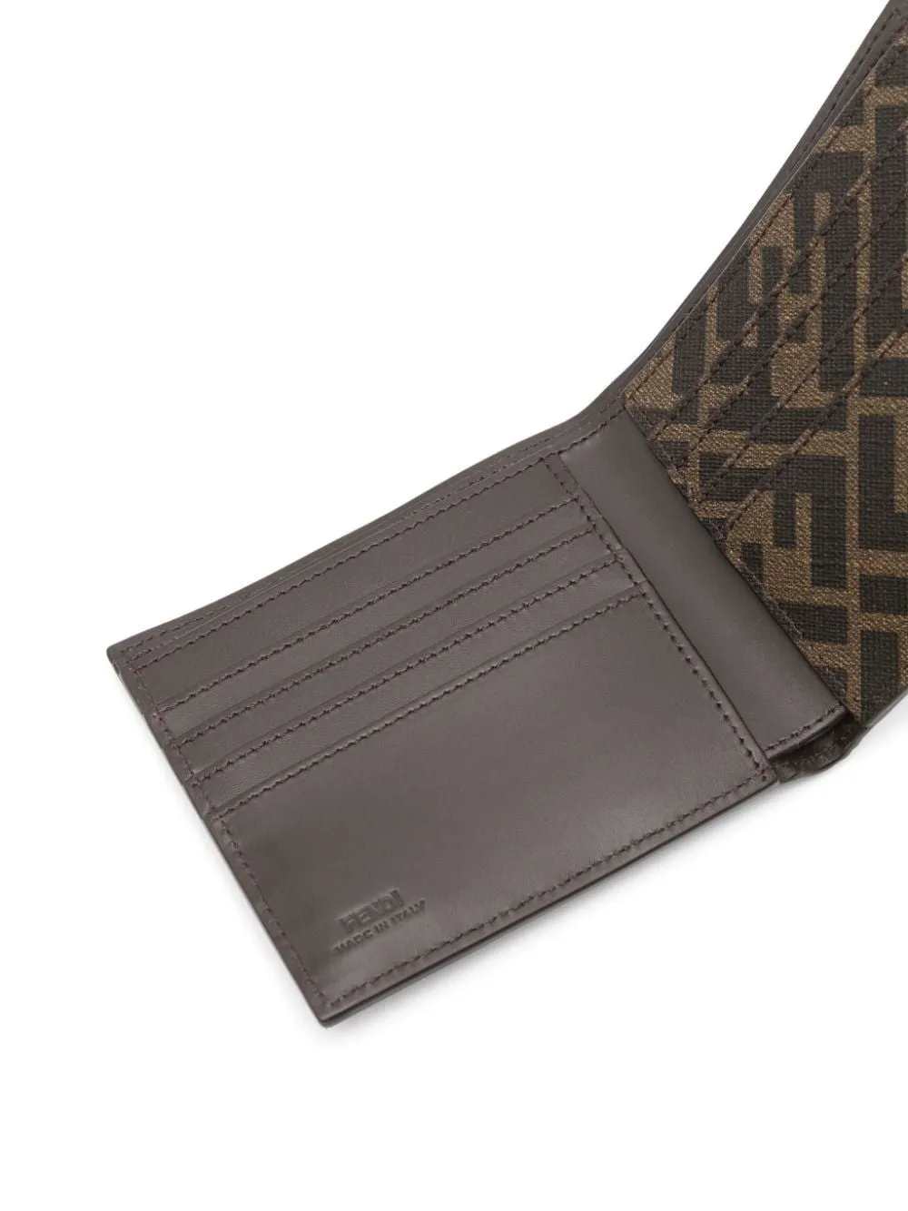 FF LEATHER AND CANVAS BROWN BI-FOLD WALLET
