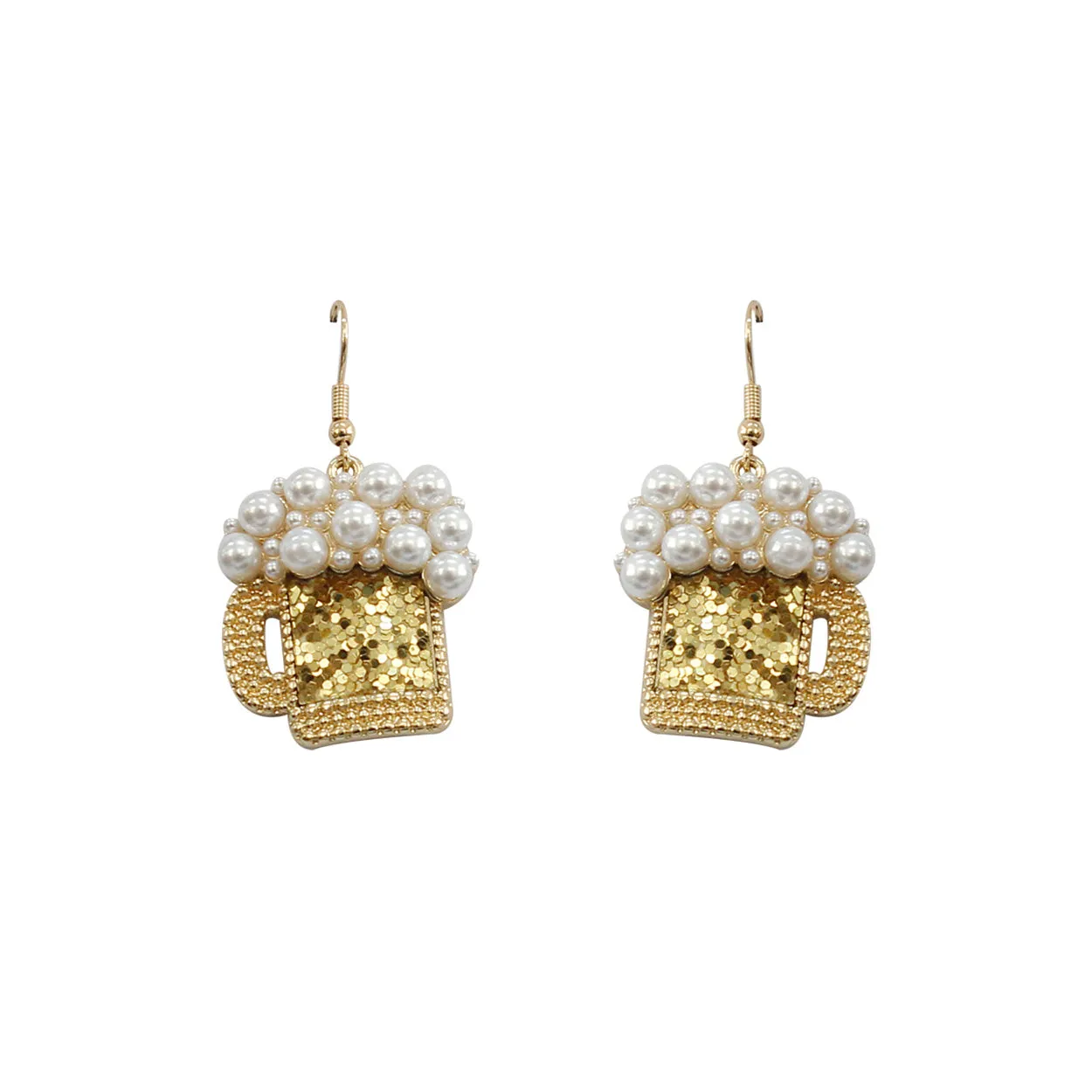 Foaming Beer Glass Glitter Dangle Earrings