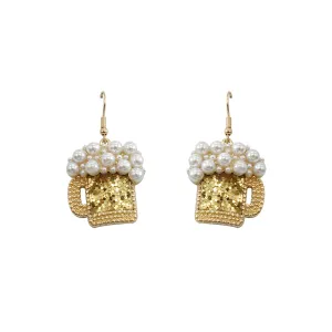 Foaming Beer Glass Glitter Dangle Earrings
