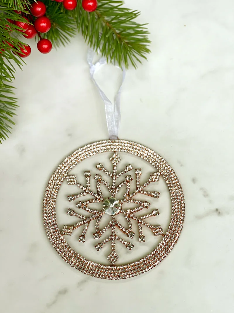 Glimmering Snowflake Wreath Ornament - Rose Gold