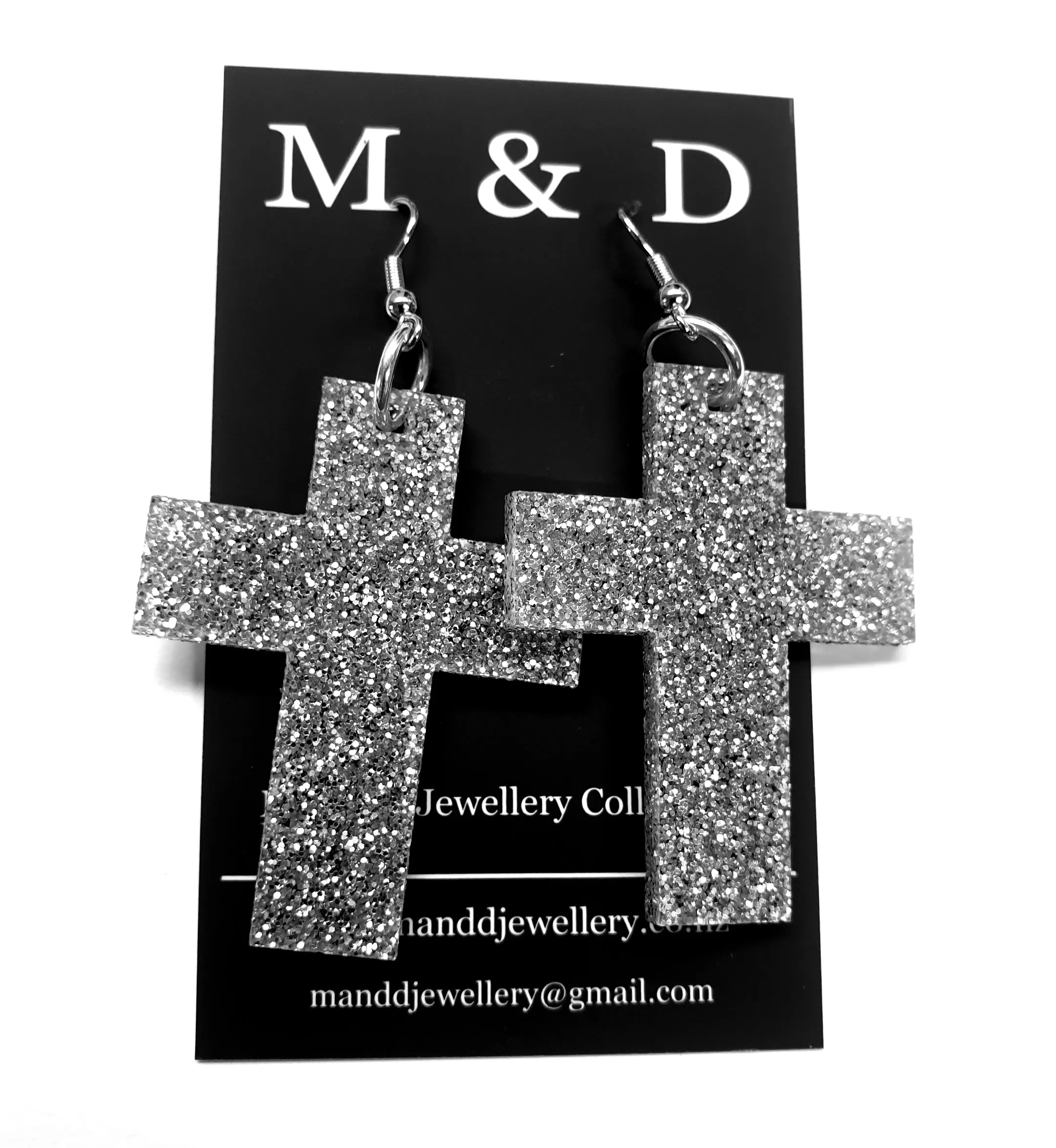 Glitter Solid Cross Earrings Dangles