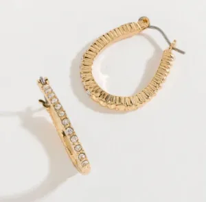 Gold Cry Stone Hoop Earrings
