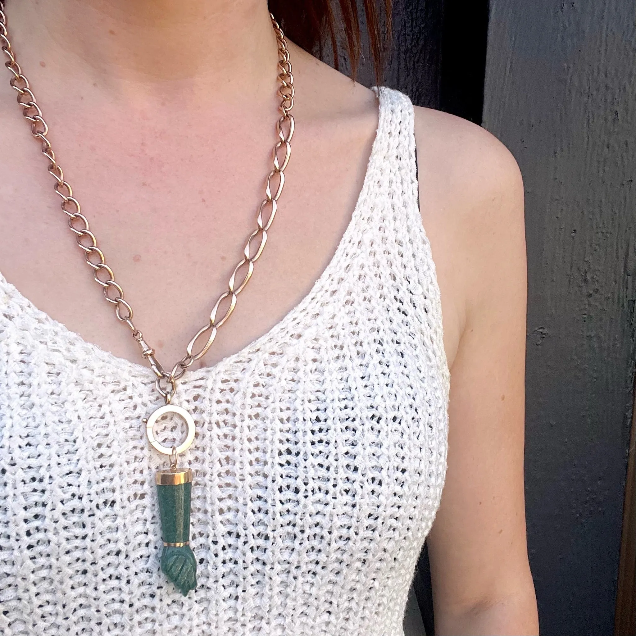 Gorgeous Green Aventurine Figa with 18k Fittings