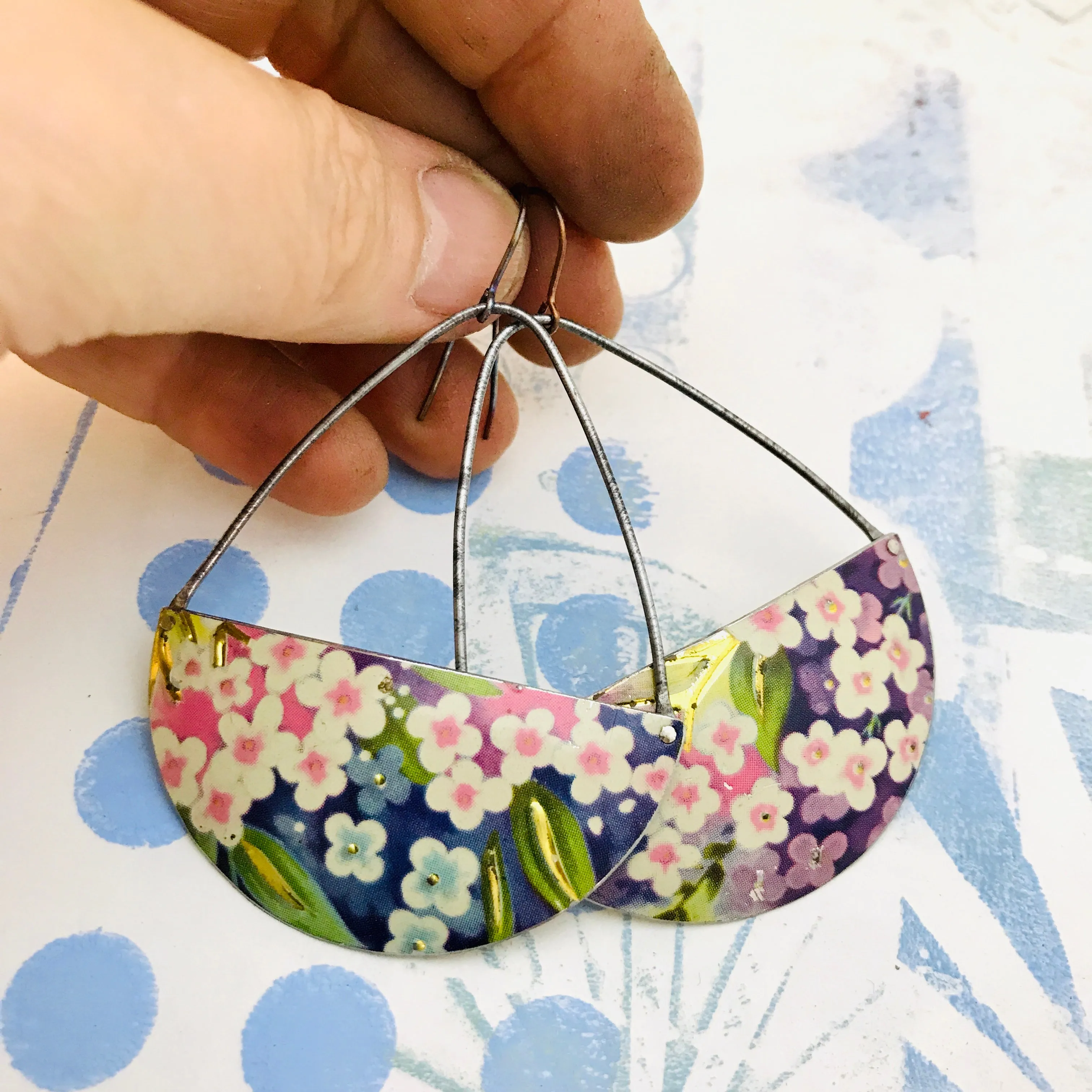 Gorgeous Little Flowers Recycled Tin Earrings