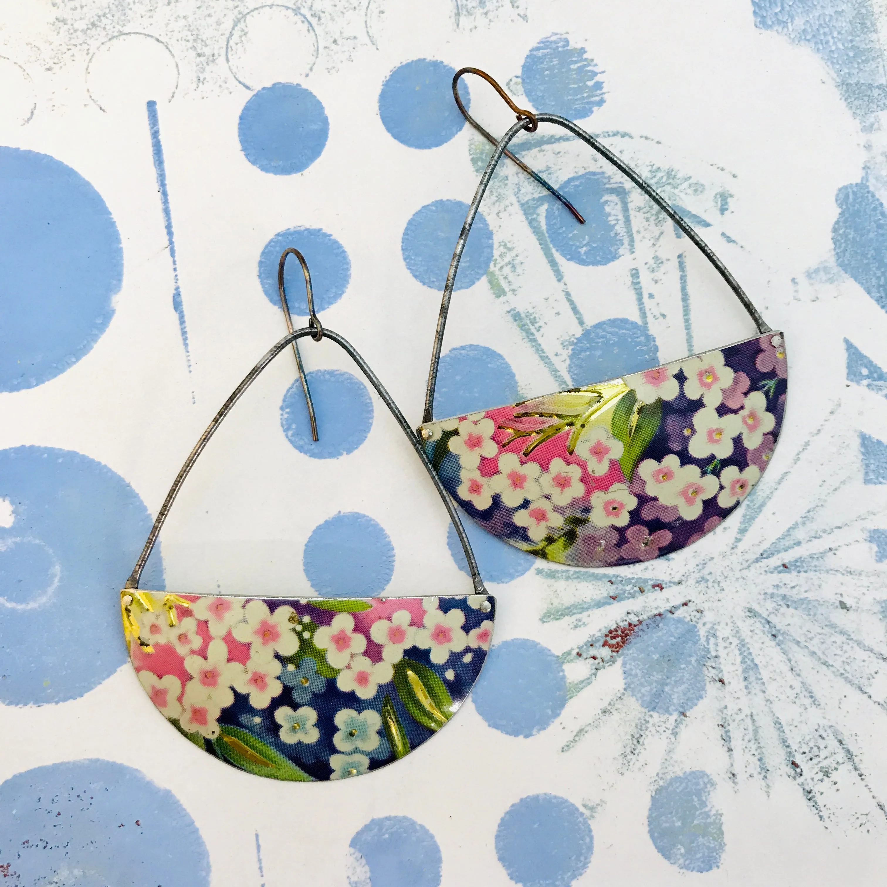 Gorgeous Little Flowers Recycled Tin Earrings