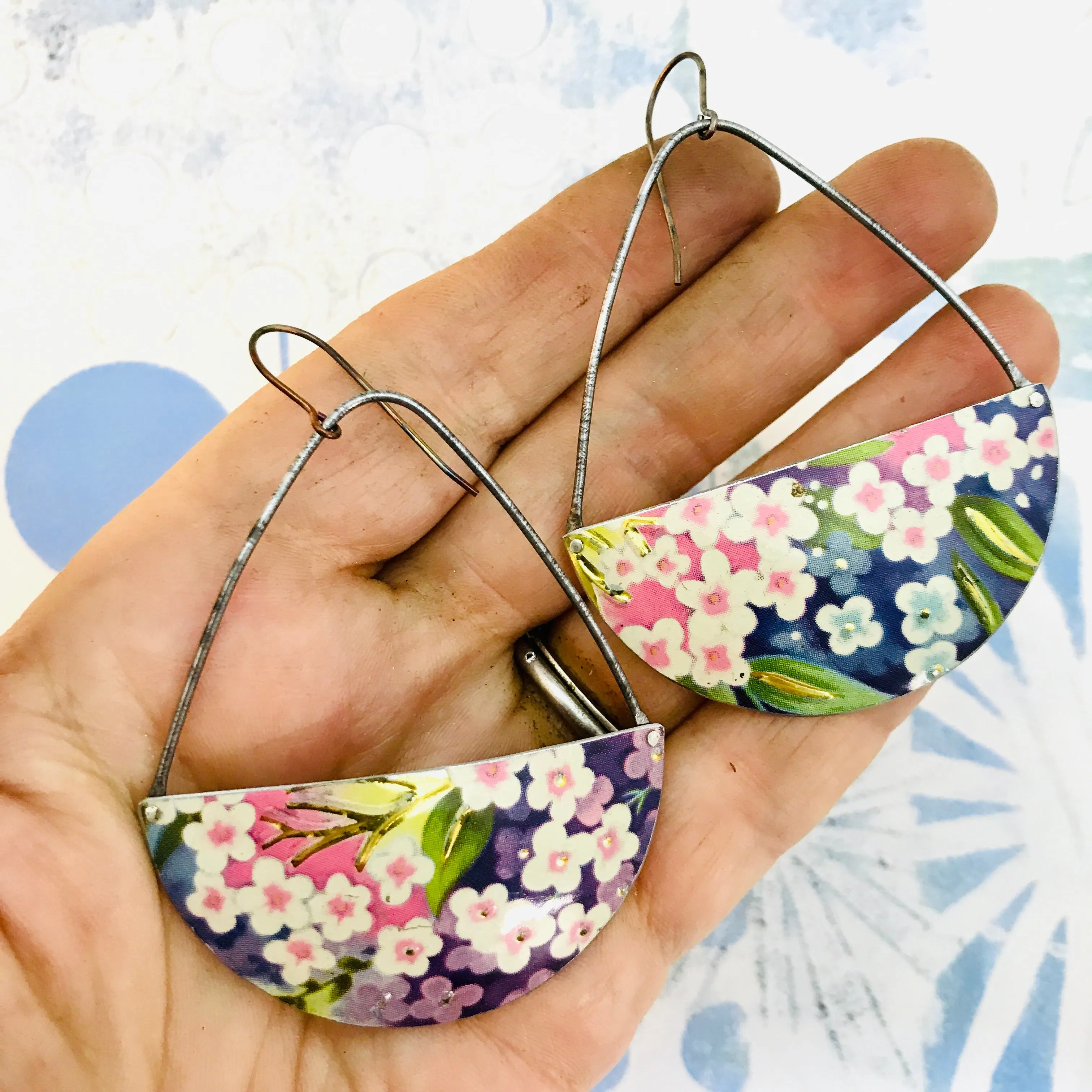 Gorgeous Little Flowers Recycled Tin Earrings