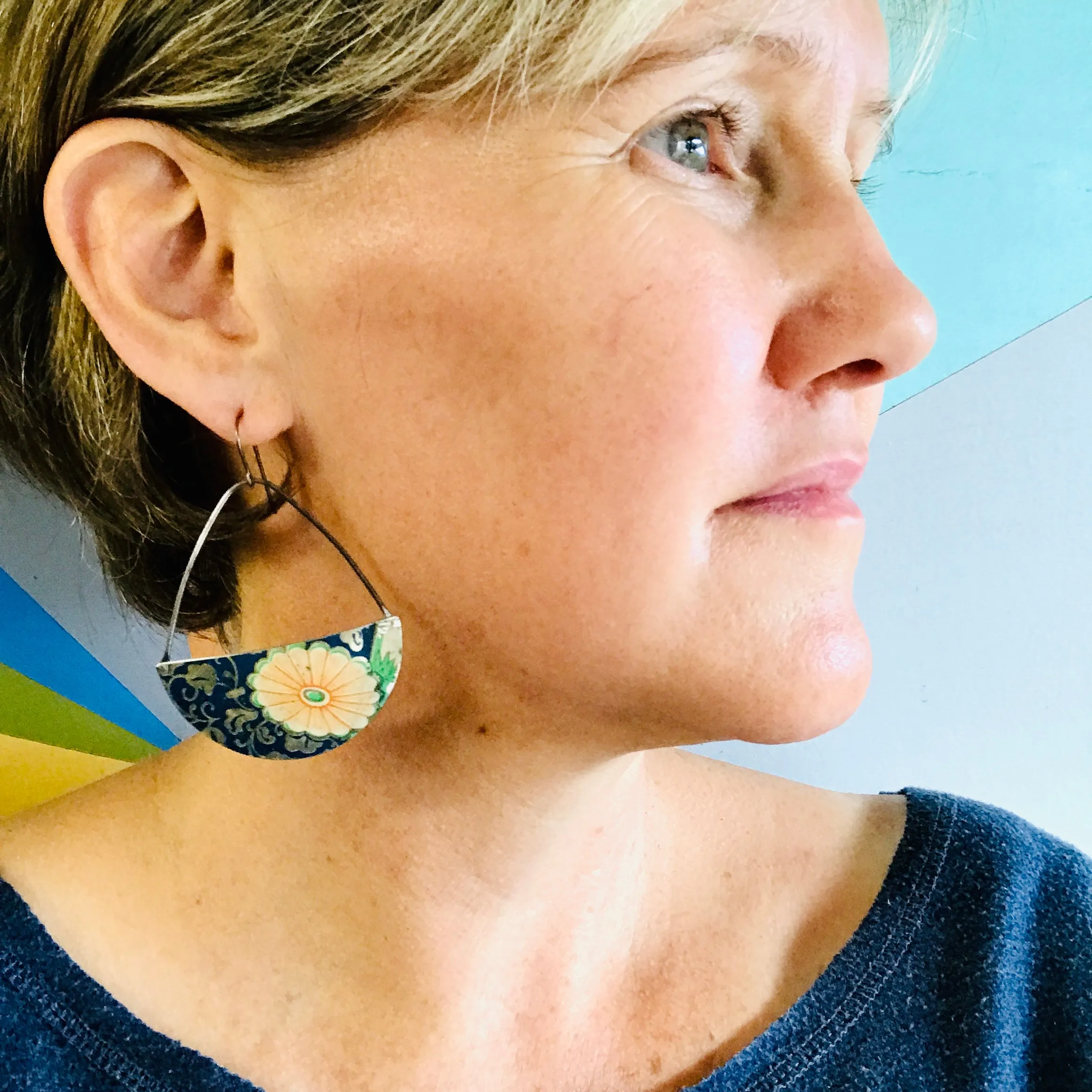 Gorgeous Little Flowers Recycled Tin Earrings