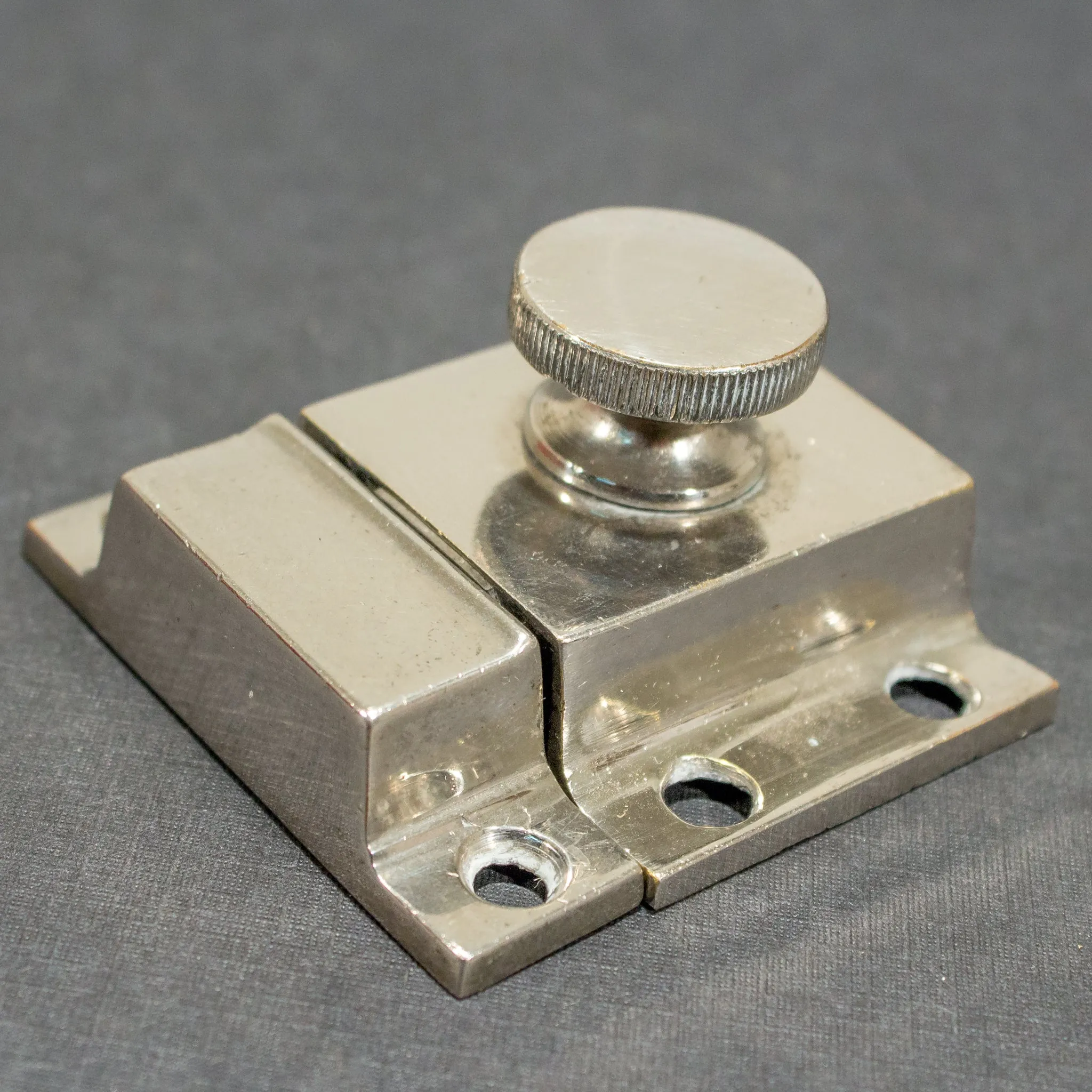 Gorgeous NOS Nickel Turn Knob Cabinet Latches