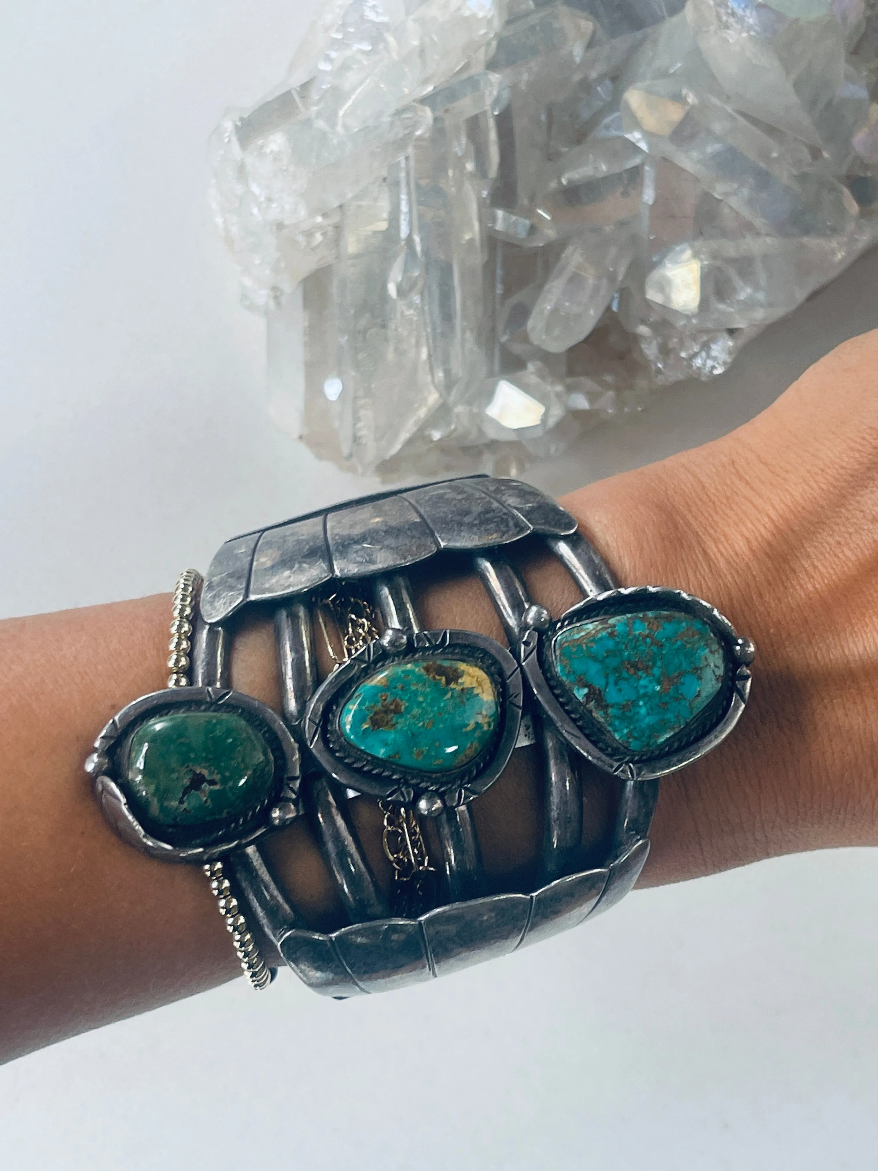 Gorgeous Vintage Sterling and Turquoise Cuff