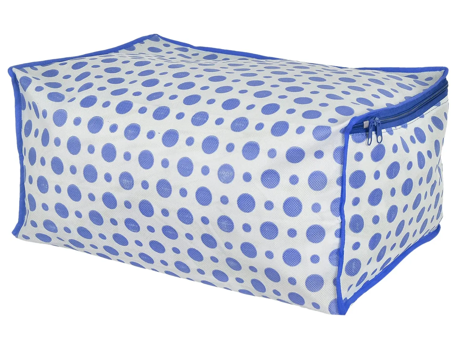 Heart Home Dot Printed Non-Woven Saree Cover, Cloth Organizer, Wardrobe Organiser With Tranasparent Window- Pack of 12 (Blue & Pink)-46HH0516
