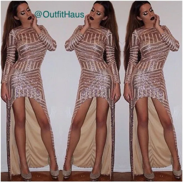 HOT SHINING LONG IRREGULAR DRESS