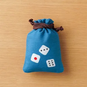 Katazome Small Talisman Bag - Dice -,  Drawstring Pouch,  Japanese traditional craft bag