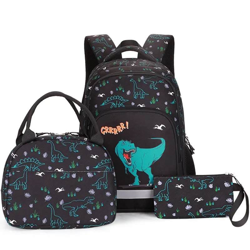Kids Backpack With Lunch Box Unicorn Dinosaur School Backpacks - Black Blue Pink Book Bags For Girls 3pc Kids Book Bag Daypack Lightweight School Backpack Set With Lunch Bag