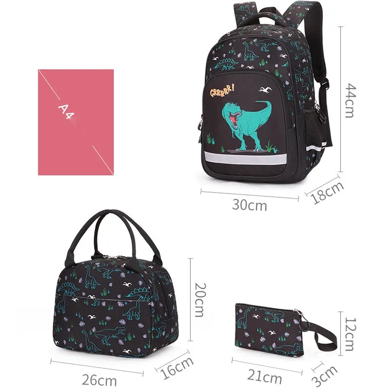 Kids Backpack With Lunch Box Unicorn Dinosaur School Backpacks - Black Blue Pink Book Bags For Girls 3pc Kids Book Bag Daypack Lightweight School Backpack Set With Lunch Bag