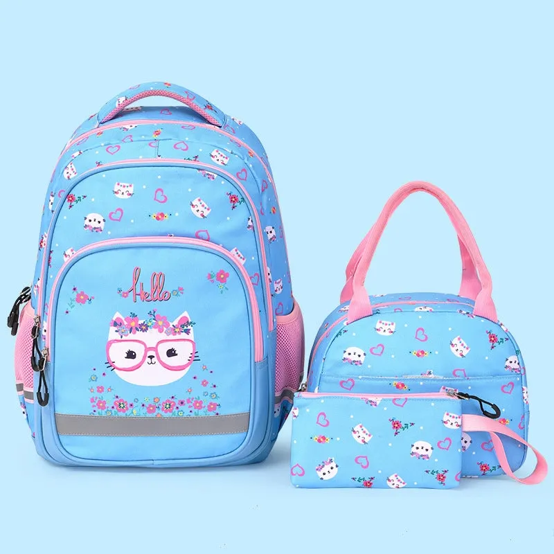Kids Backpack With Lunch Box Unicorn Dinosaur School Backpacks - Black Blue Pink Book Bags For Girls 3pc Kids Book Bag Daypack Lightweight School Backpack Set With Lunch Bag