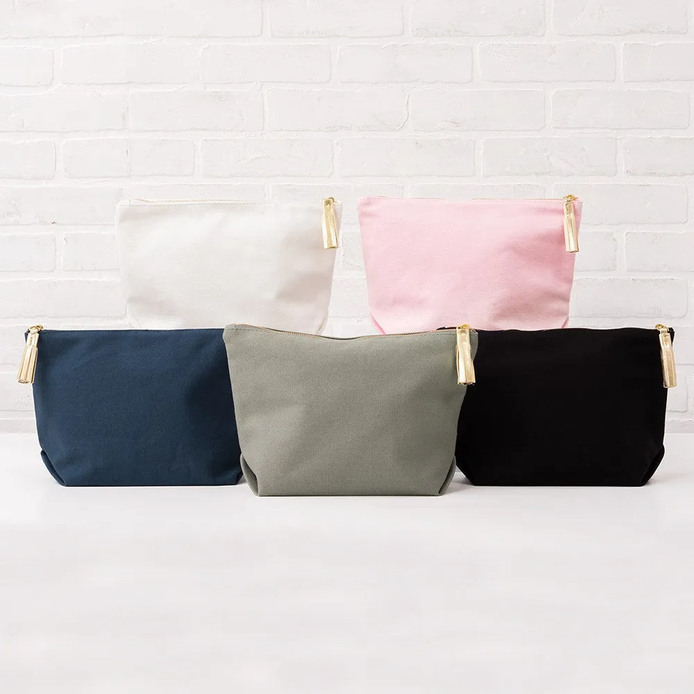 LARGE PERSONALIZED CANVAS MAKEUP & TOILETRY BAG FOR  WOMEN - BRIDESMAID SCRIPT