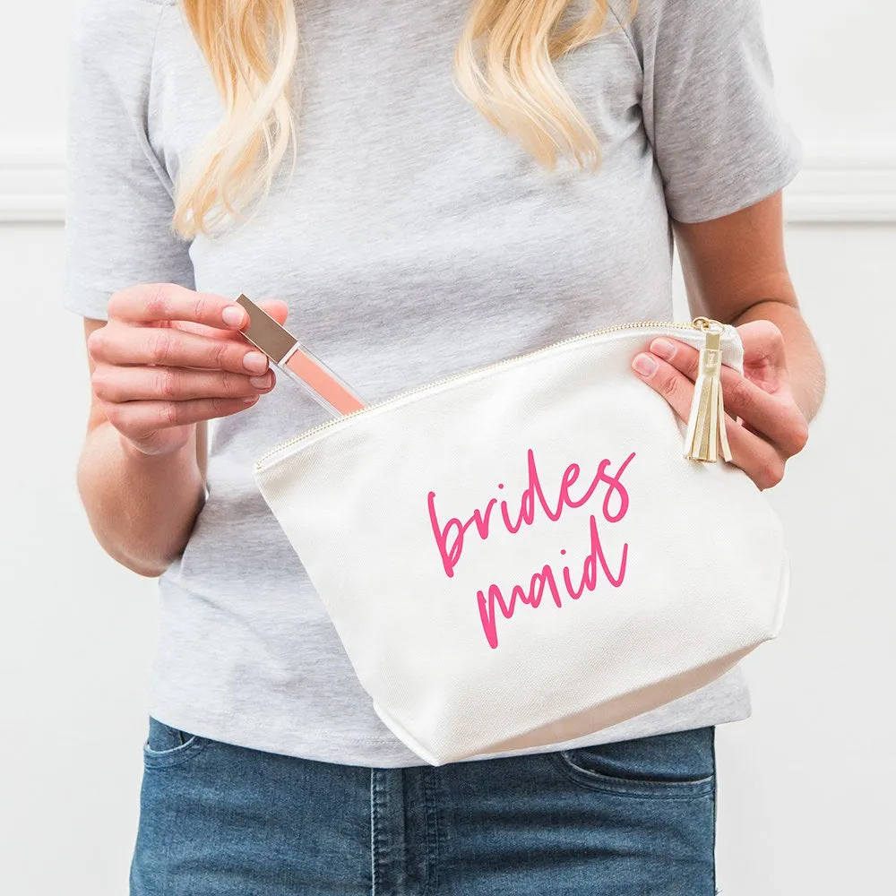 LARGE PERSONALIZED CANVAS MAKEUP & TOILETRY BAG FOR  WOMEN - BRIDESMAID SCRIPT