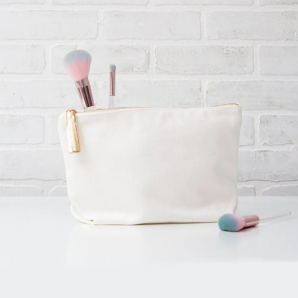 LARGE PERSONALIZED CANVAS MAKEUP & TOILETRY BAG FOR  WOMEN - BRIDESMAID SCRIPT