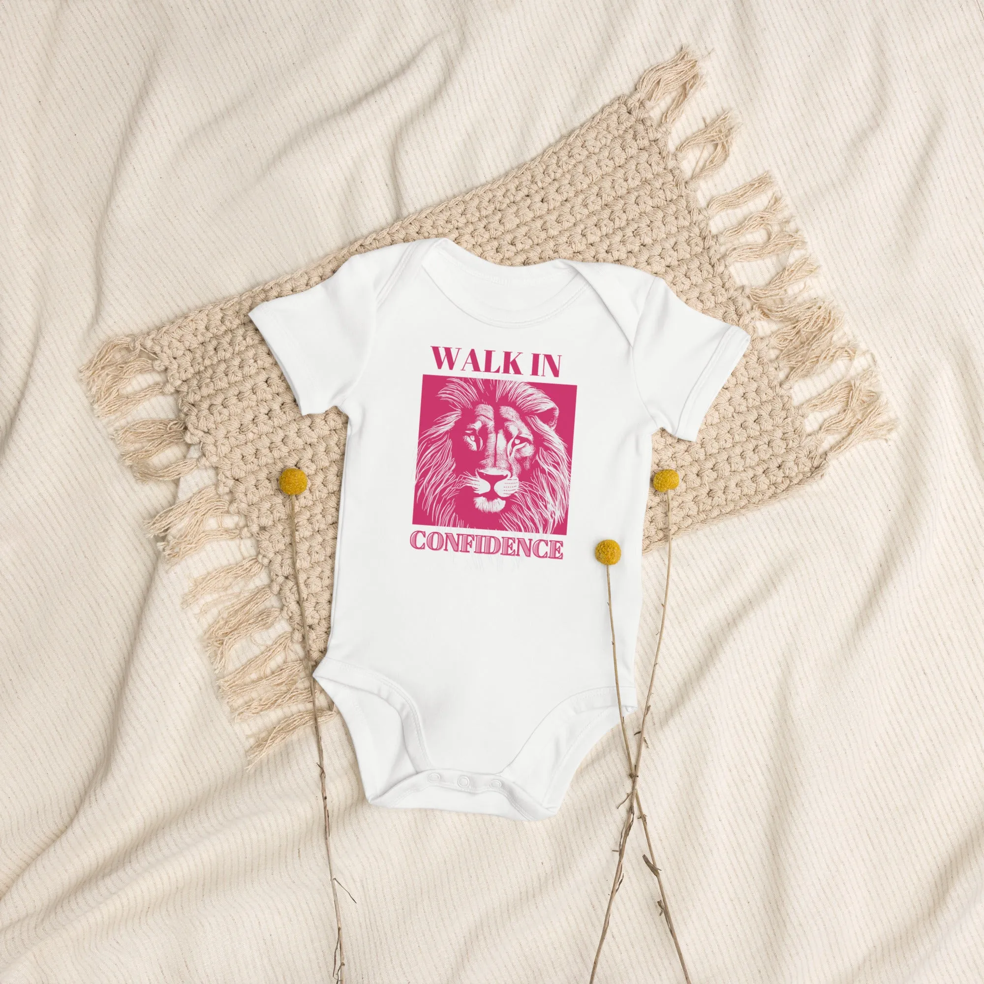 Lion Confidence, Organic cotton newborn shortsleeved bodysuit