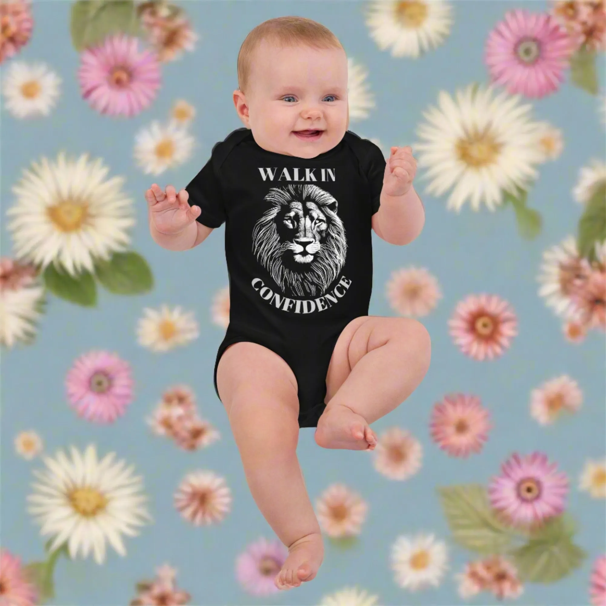 Lion Confidence, Organic cotton newborn shortsleeved bodysuit