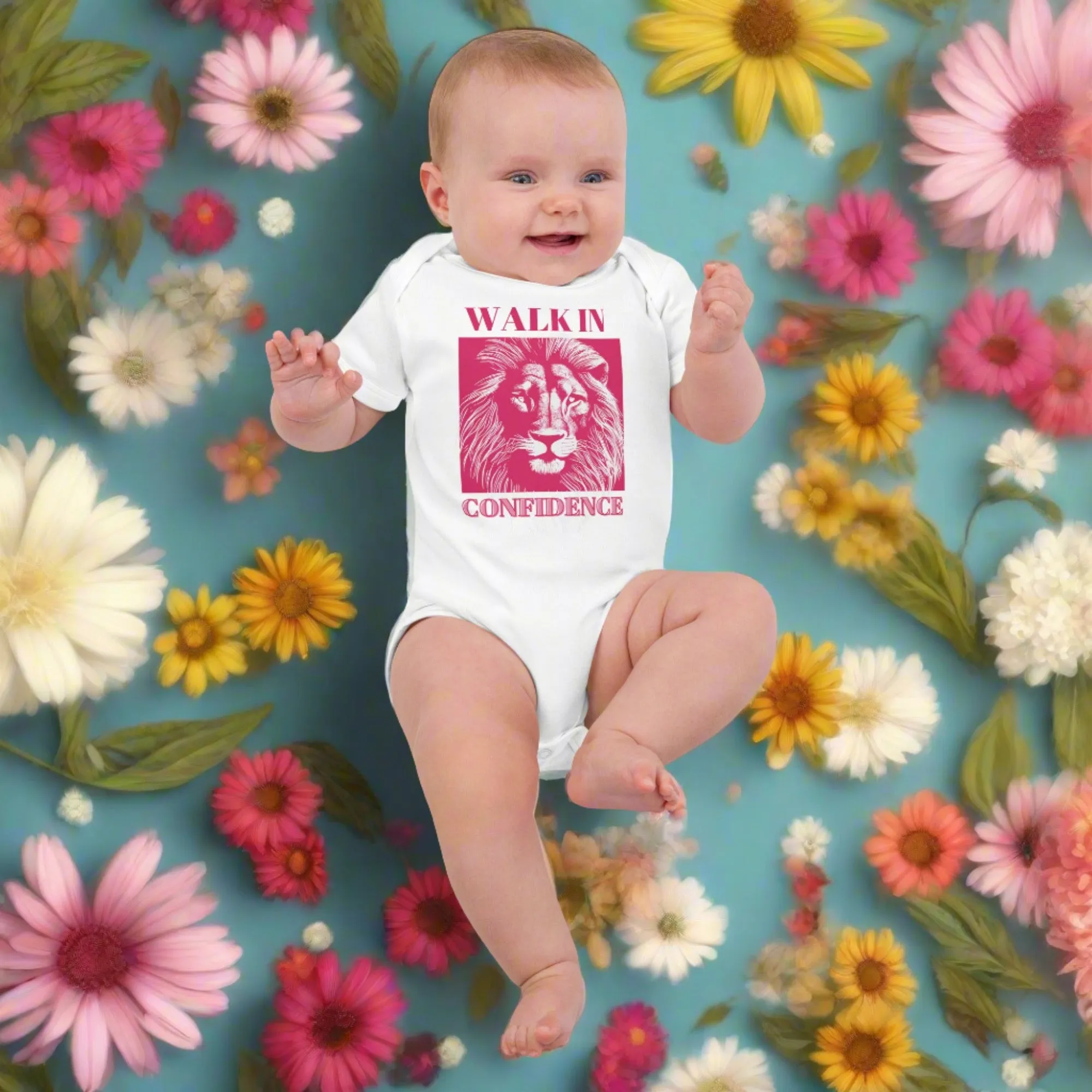 Lion Confidence, Organic cotton newborn shortsleeved bodysuit