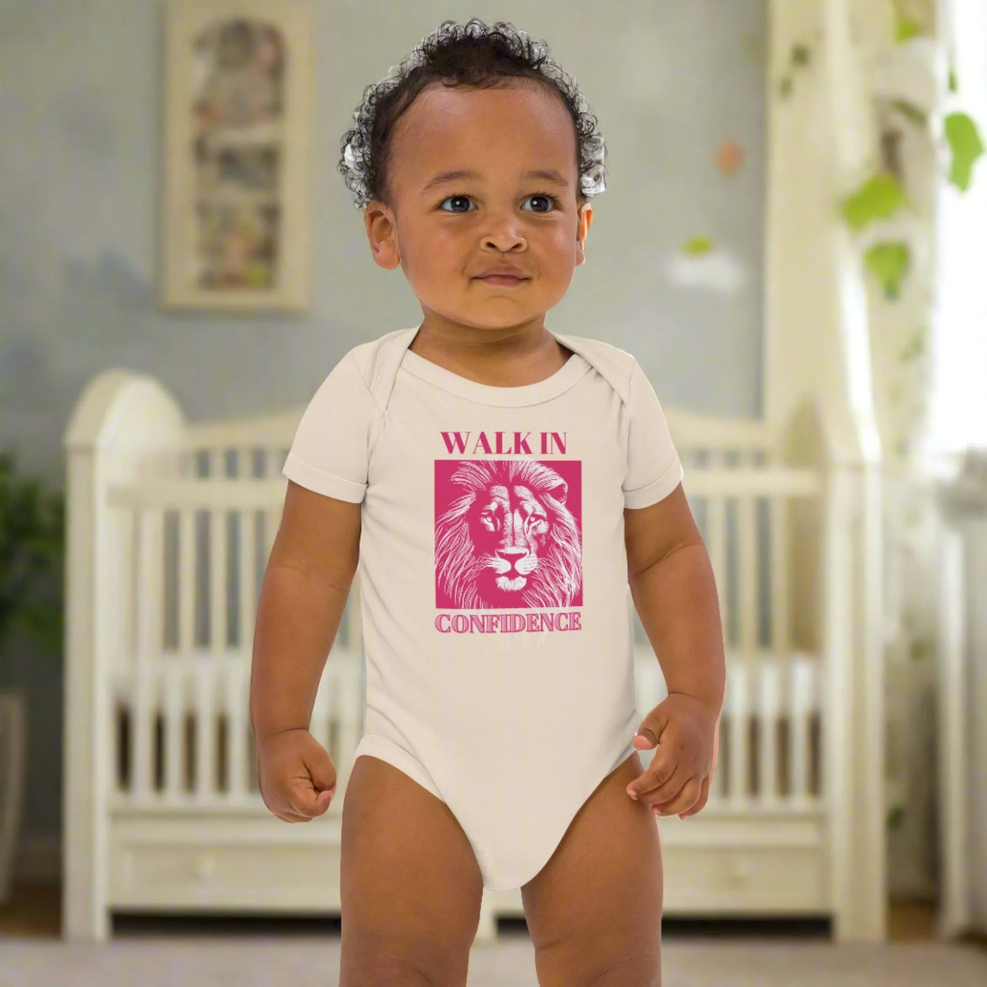 Lion Confidence, Organic cotton newborn shortsleeved bodysuit