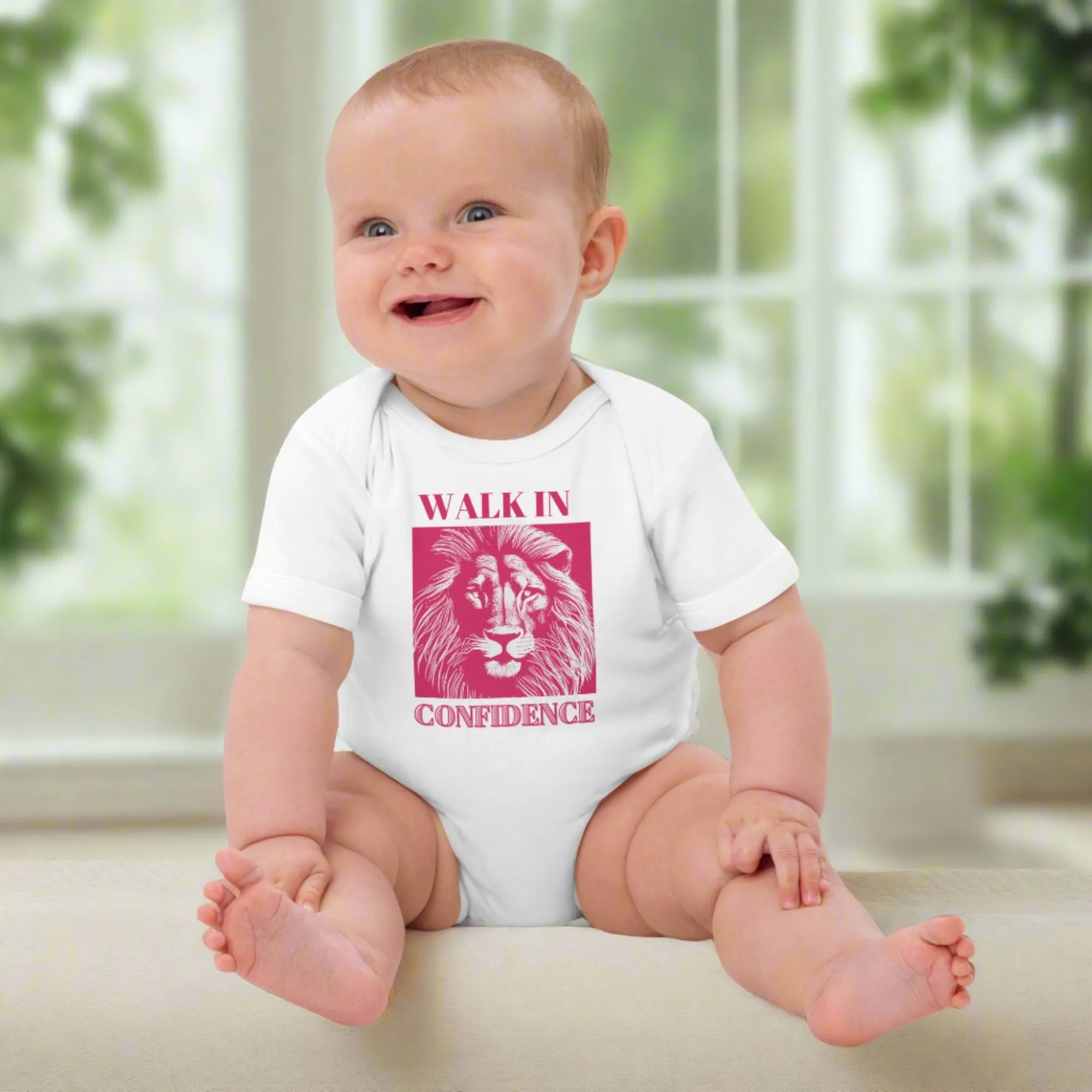 Lion Confidence, Organic cotton newborn shortsleeved bodysuit