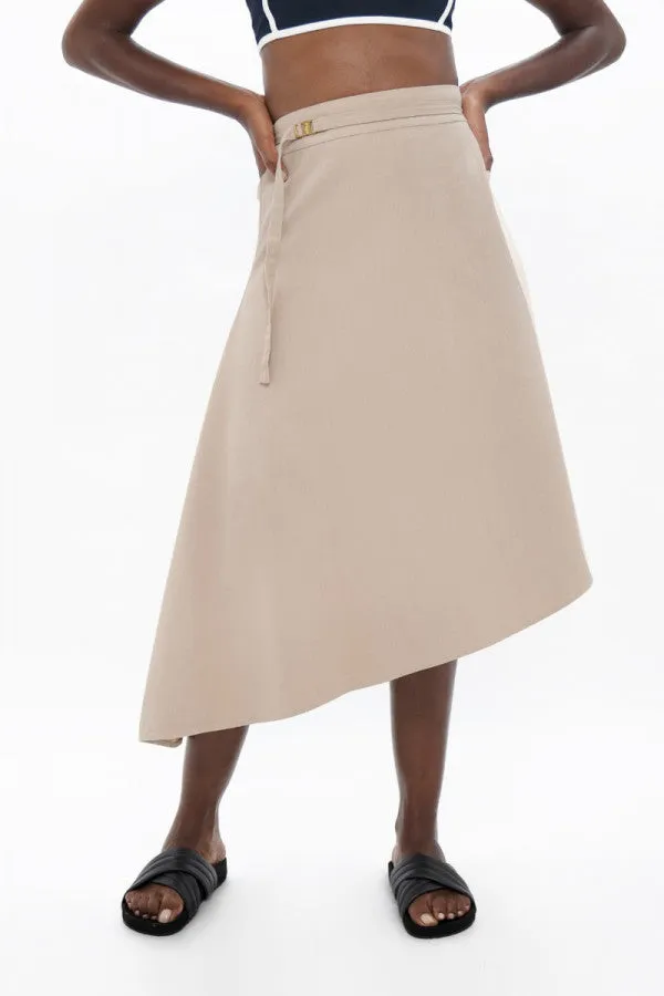 MALLORCA ORGANIC COTTON TWILL ASYMMETRIC SKIRT