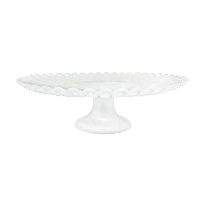 Maripose - Alabaster White Scalloped Large Cake Stand