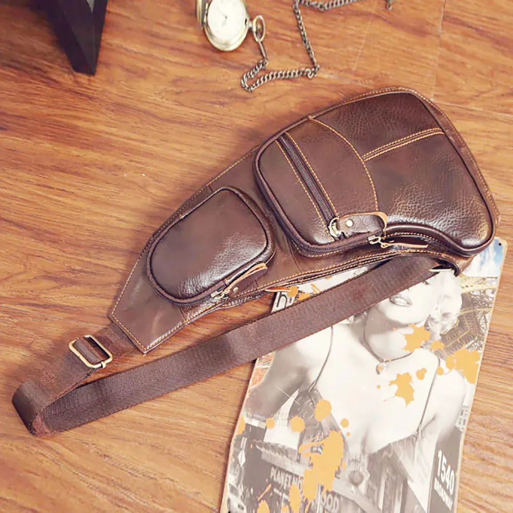 Men's Vintage Style Genuine Leather Cowhide Cross Body Messenger Bag Ideal for Travel