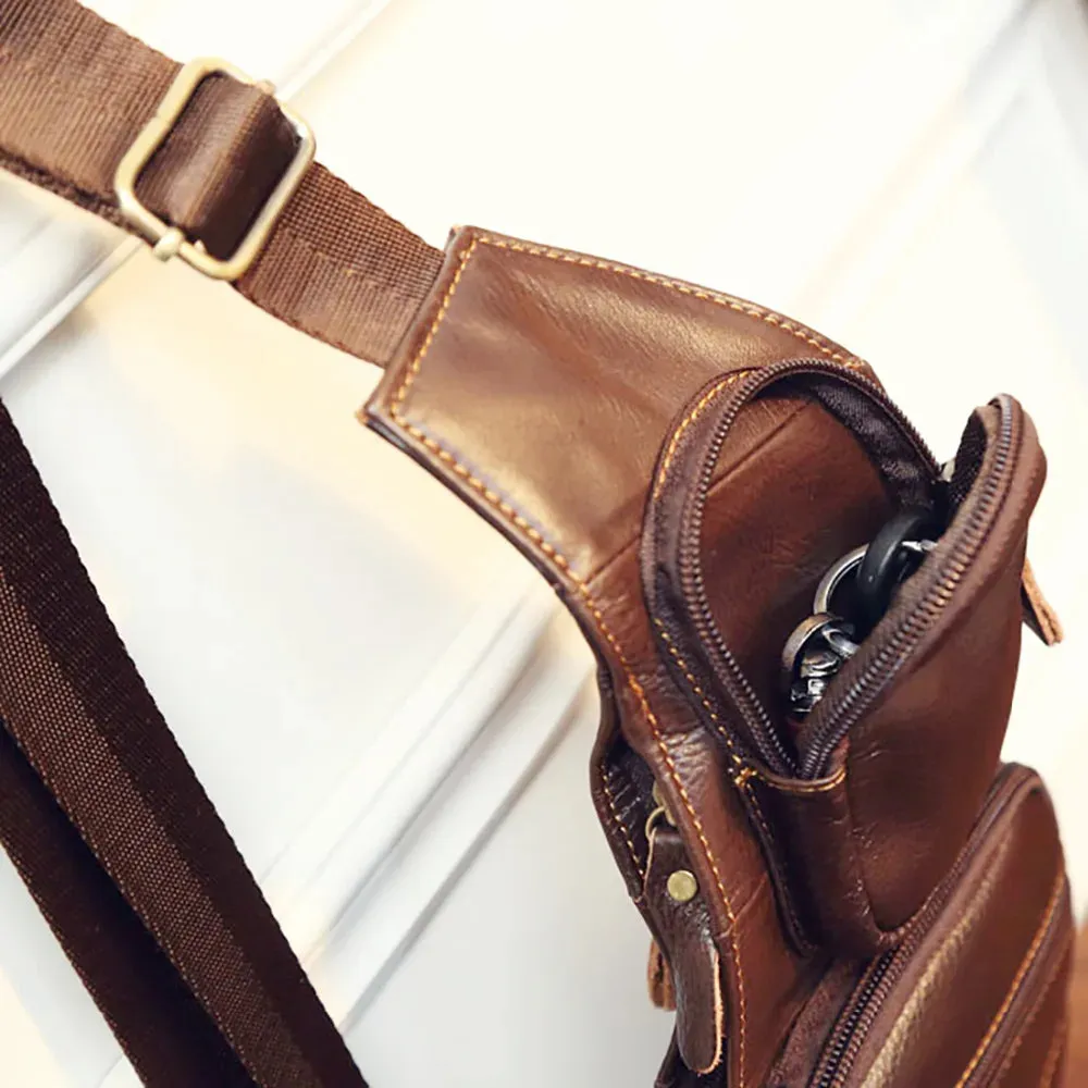 Men's Vintage Style Genuine Leather Cowhide Cross Body Messenger Bag Ideal for Travel