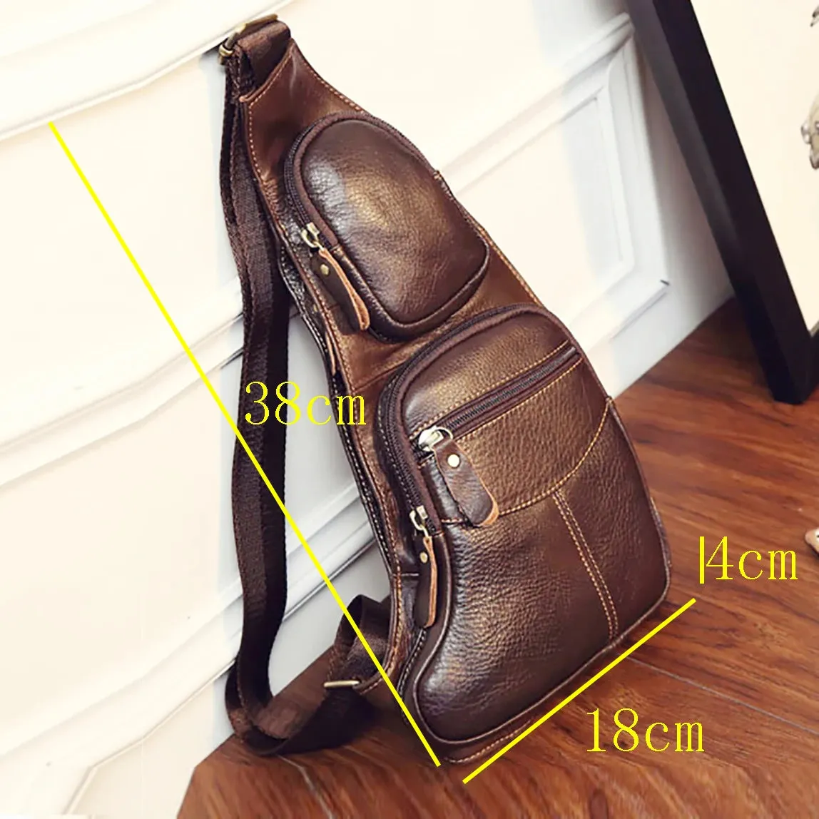 Men's Vintage Style Genuine Leather Cowhide Cross Body Messenger Bag Ideal for Travel