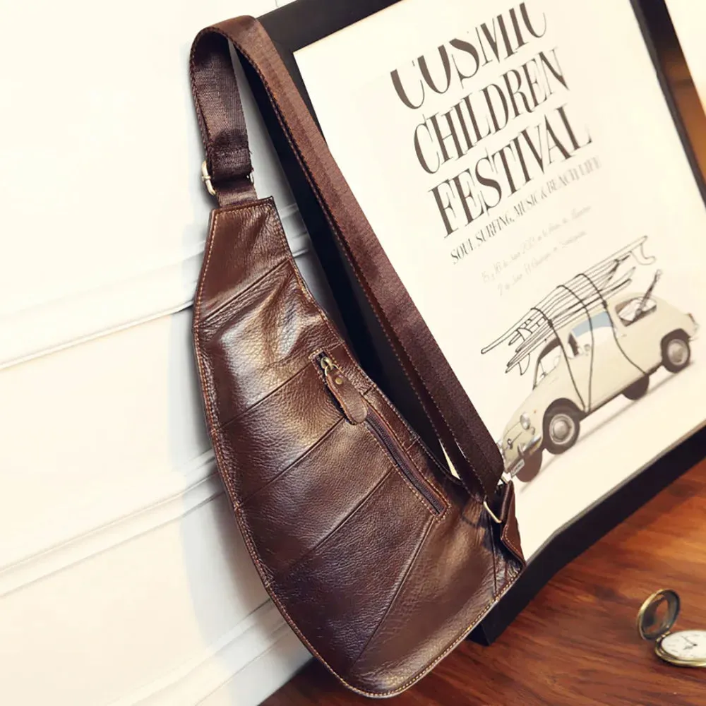 Men's Vintage Style Genuine Leather Cowhide Cross Body Messenger Bag Ideal for Travel