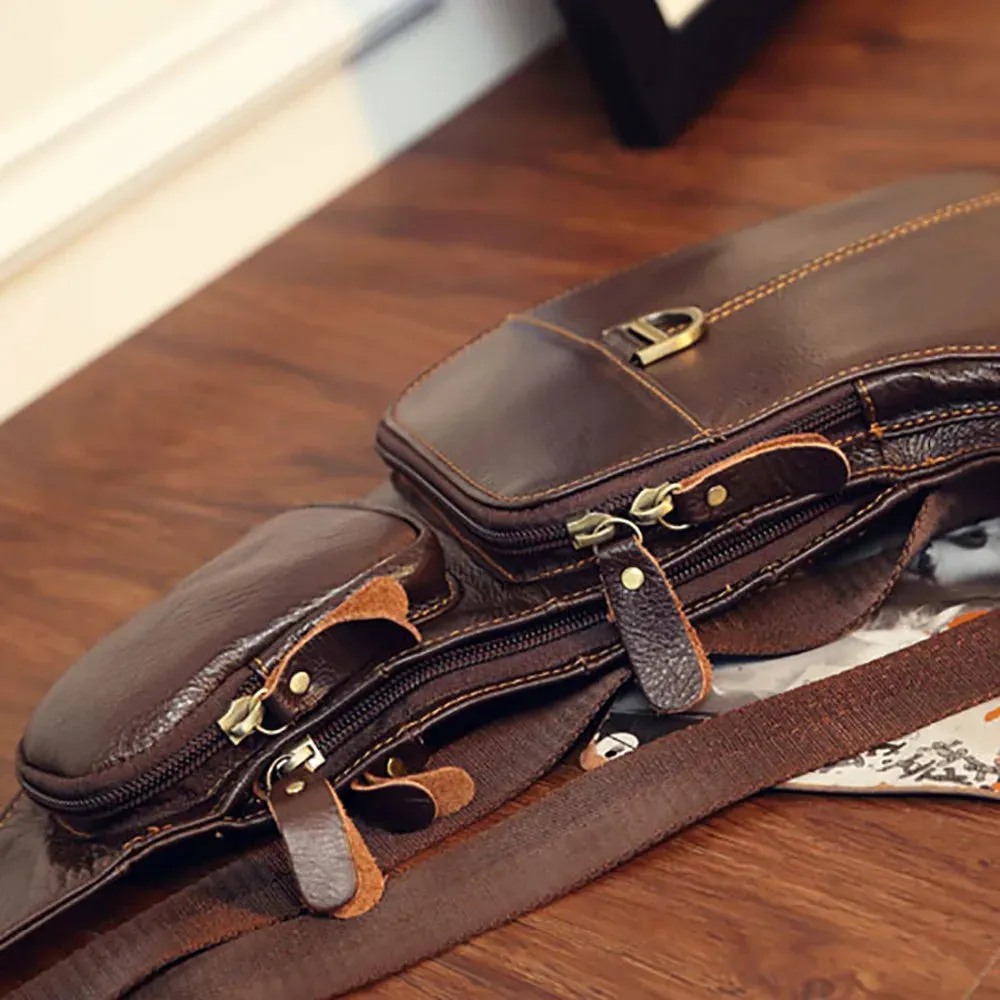 Men's Vintage Style Genuine Leather Cowhide Cross Body Messenger Bag Ideal for Travel